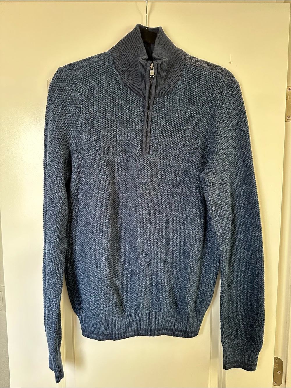 Men's Quarter-Zip Knit Sweater with Contrasting Trim